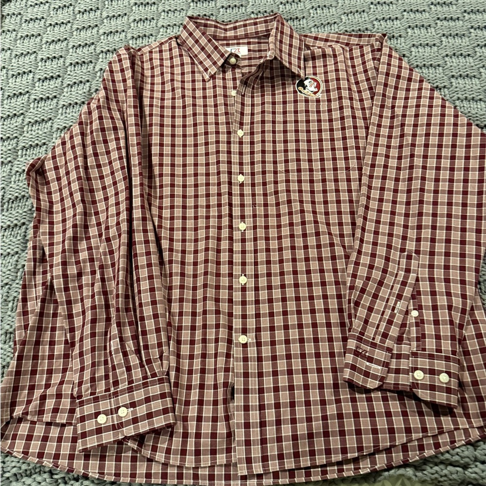 FSU Cutter & Buck Maroon Checkered Button Down Shirt - Picture 3 of 5